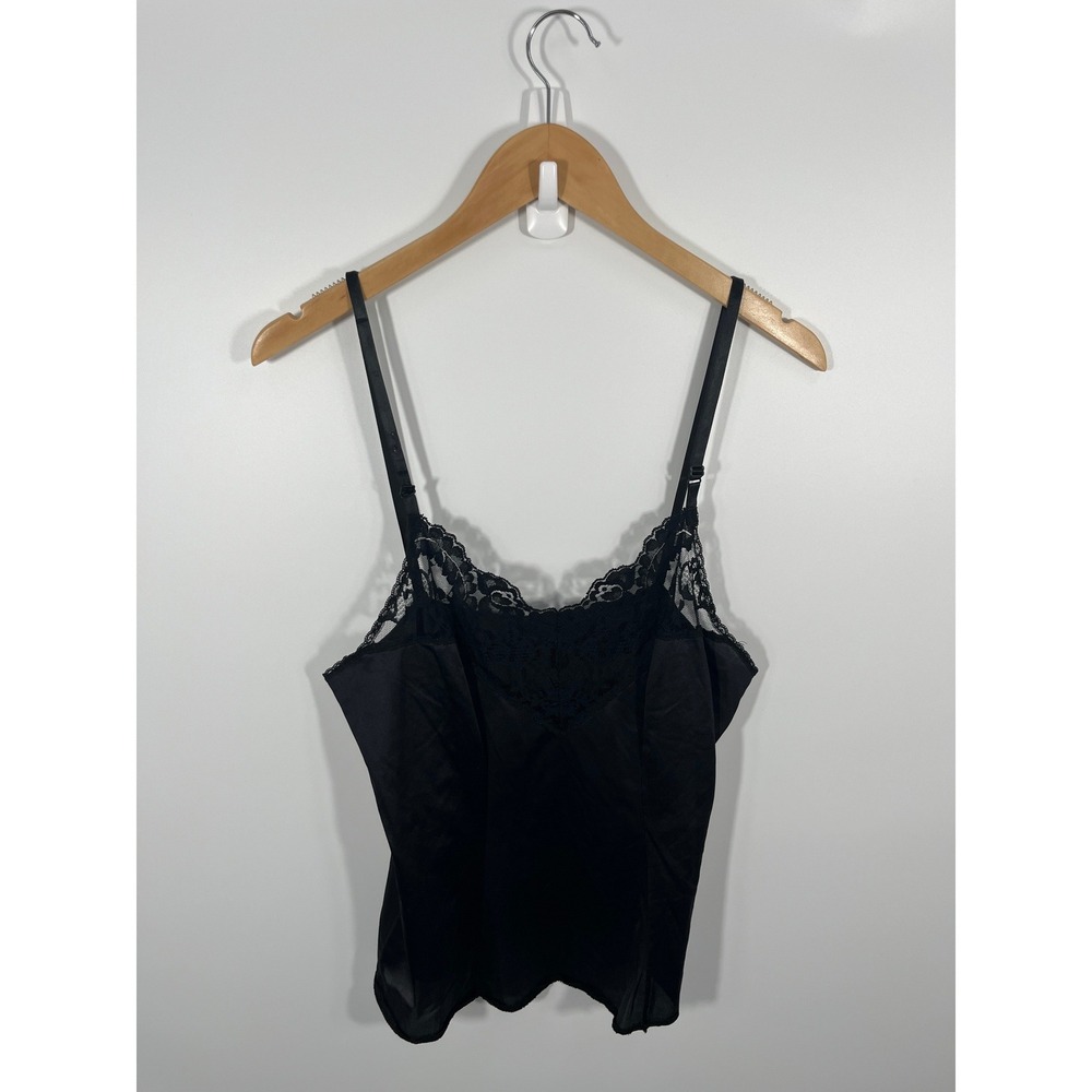 Vintage Womens Cami Top M Black Lace Minimalist Chic Euro Summer Lightweight
